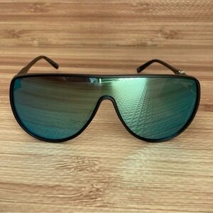 True Religion - Black and Teal Aviator Sunglasses